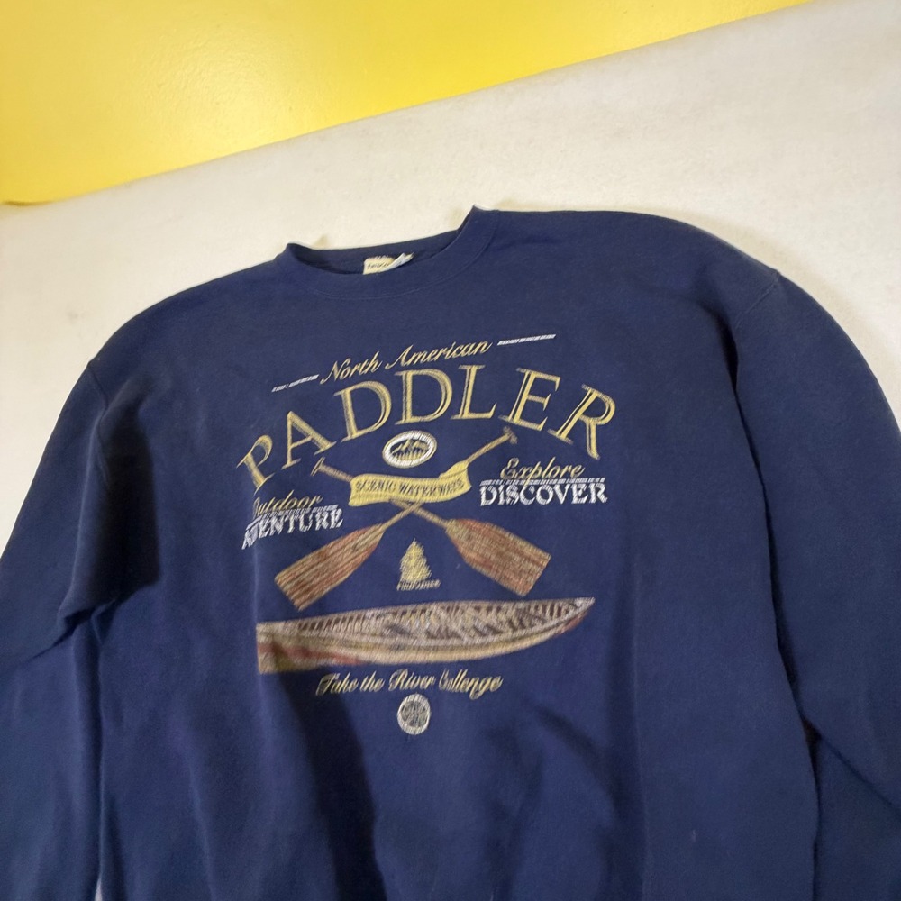 Vintage Fieldmaster North American Paddler Sweatshirt Navy Blue XL Made in USA